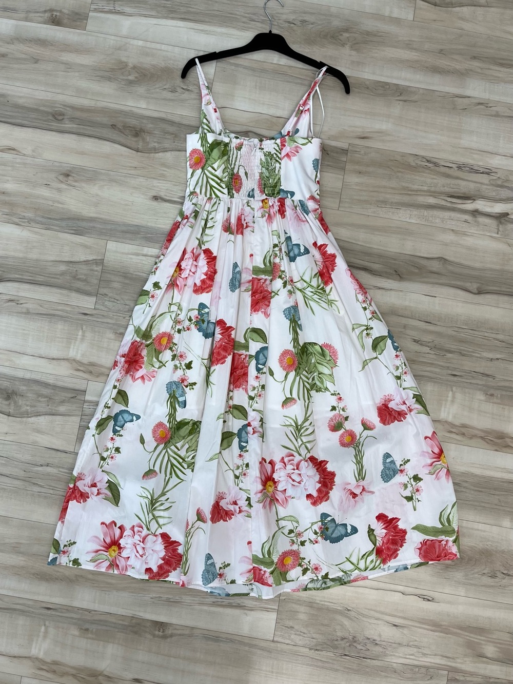 White Floral Maxi Dress with Red & Pink Blooms - Picture 2 of 3